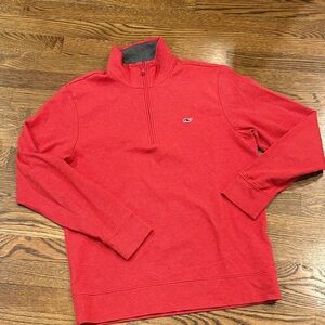 Vineyard Vines Men's Vibrant Red & Orange 1/4 zip Up performance pullover, s